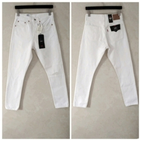 Levi's 501 Skinny Jeans Distressed White Rigid Denim Pants - Picture 4 of 4